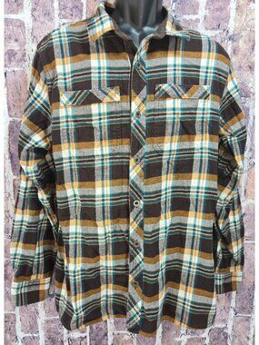 REI Mens Large Brown Plaid Flannel Shirt